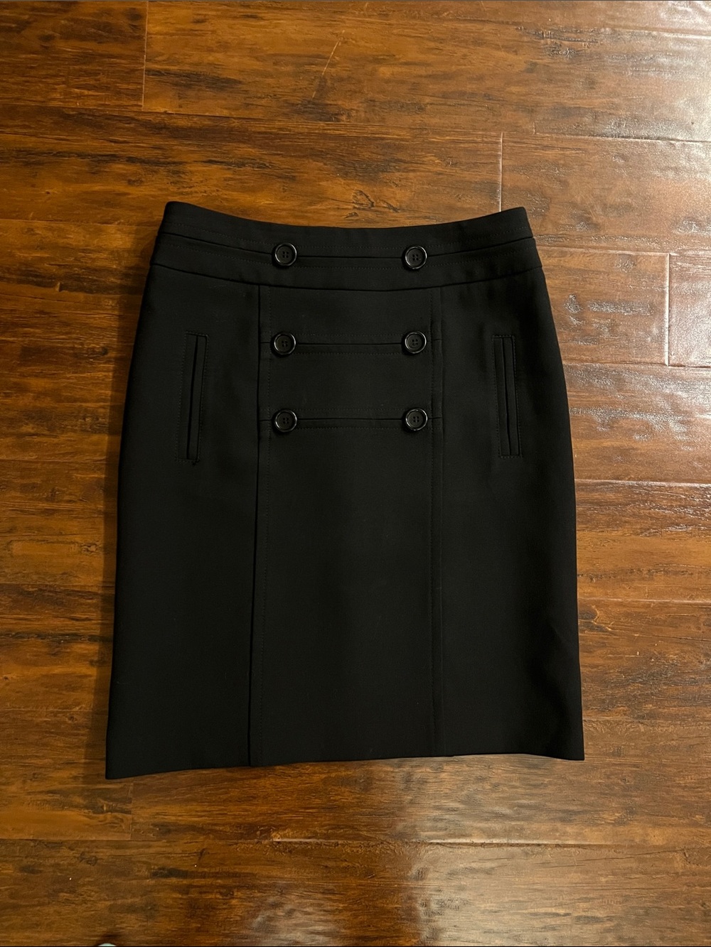 Gerard Darel Classic Black Button-Front Lined Pencil Skirt Size 6